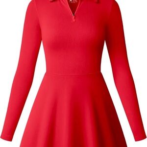 OQQ Chic Red Long Sleeve Mini Dress